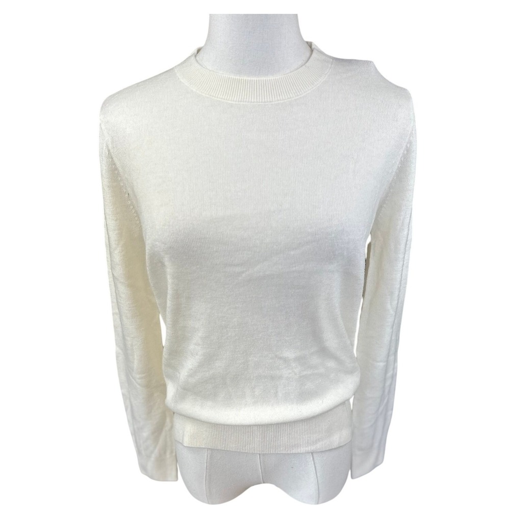 PIOMBO NWT Women Cream Knit Crew Neck Long Sleeve Wool Sweater Size M